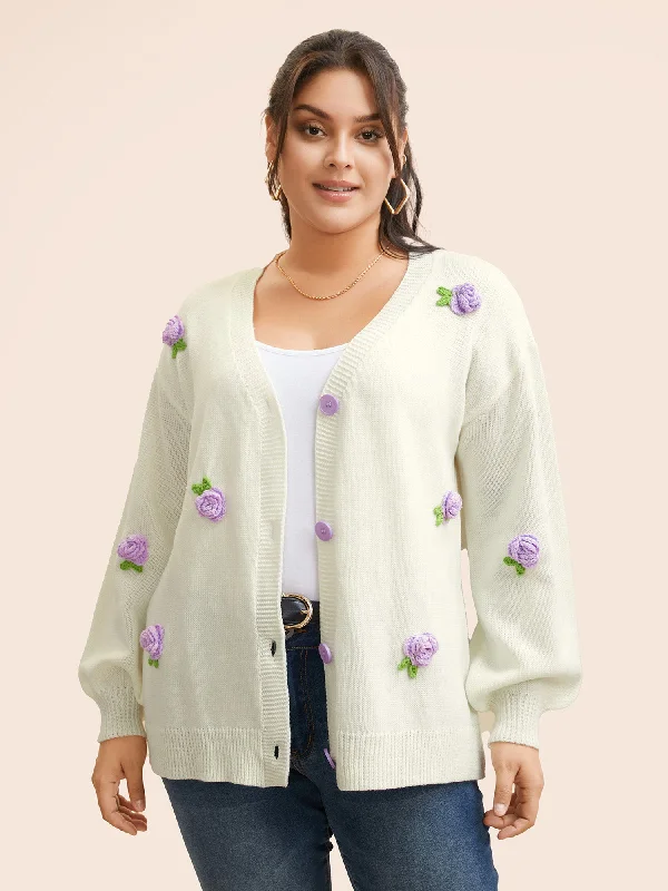 Women's Outerwear Garments Day-To-Night Styles Crochet Floral Contrast Button Up Cardigan Women's Outerwear Garments Day-To-Night Styles Crochet Floral Contrast Button Up Cardigan