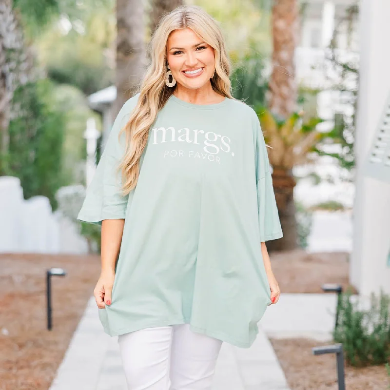 Fashion Forward In Need Of A Marg Boyfriend Tee, Dusty Green