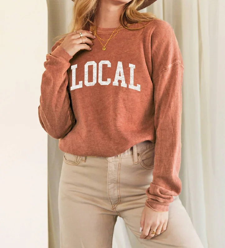 Trendy And Individual Women's Fashion Local Mineral Washed Graphic Sweatshirt In Vintage Pumpkin