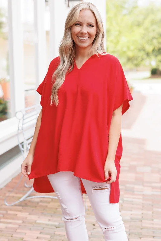 Discount Extravaganza Wondering About You Top, Red