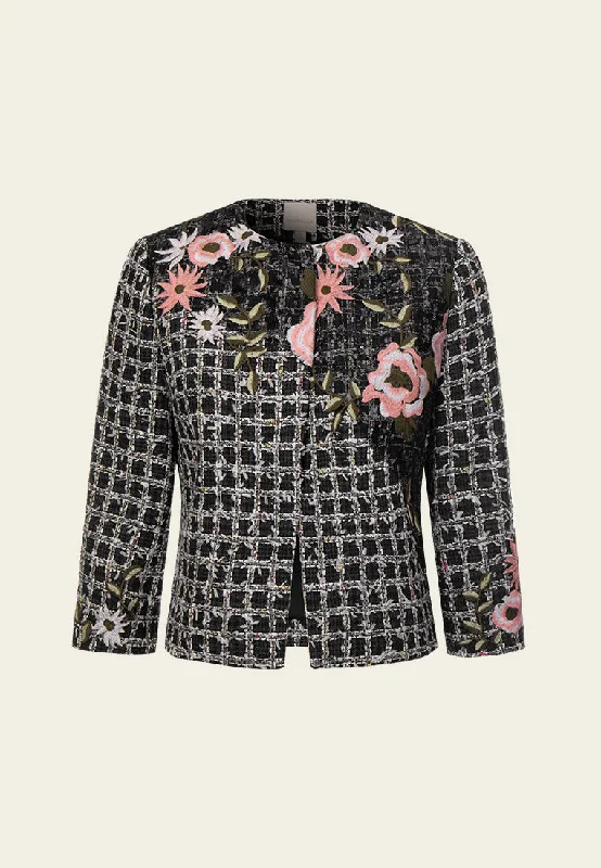 Limited Time Sequine-detail Embroidered Cropped Jacket