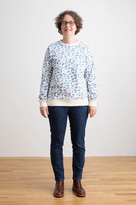 Style Revolution Adult Sweatshirt - Flower Vines Blue