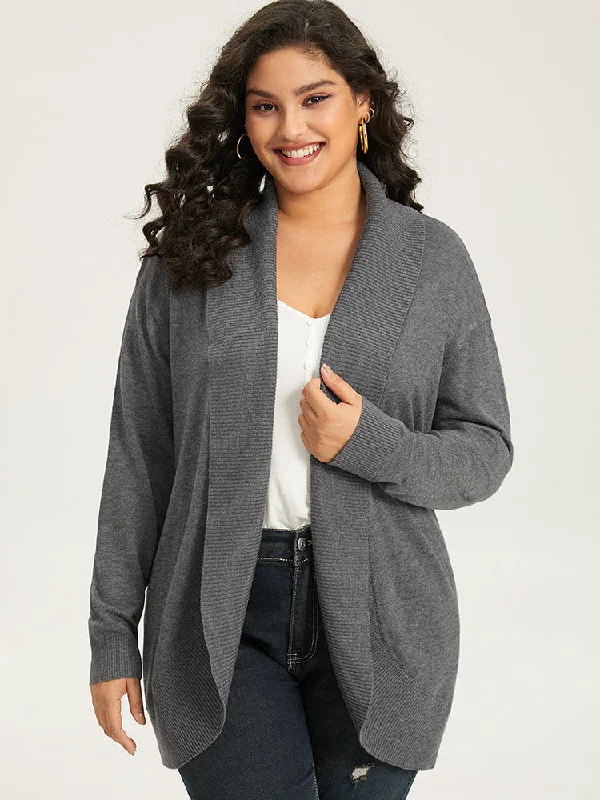 Sleek Design Supersoft Essentials Plain Texture Arc Hem Cardigan