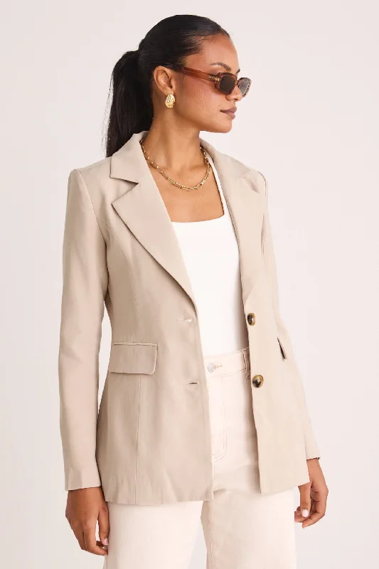 Limited Quantities Zest Pumice Soft Touch Cinched Waist Blazer