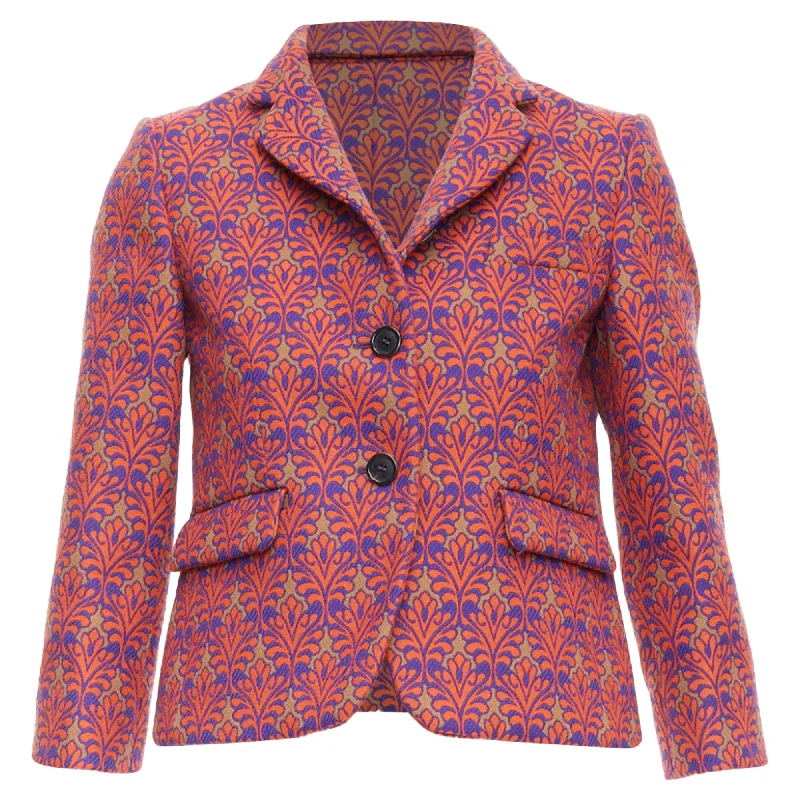 Trendy Street Style Miu Miu virgin wool blend floral brocade crop blazer