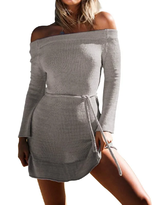 Big Discounts TastyHottie - Slim Sweater Skirt Off Shoulder Sweater Dress