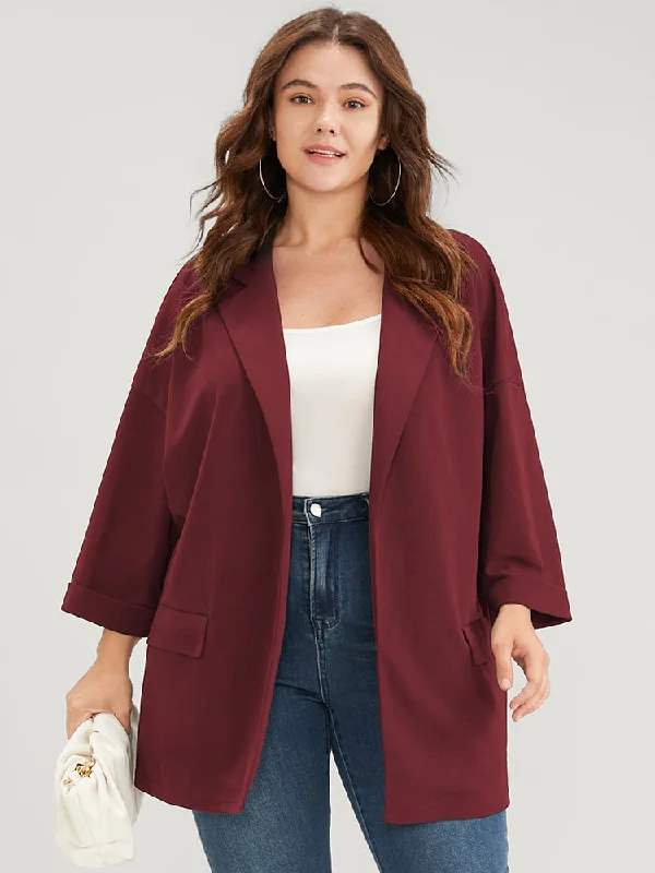 Shop Our Looks Plain Drop Shoulder Cuffed Sleeve Pocket Blazer