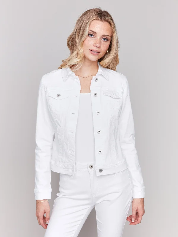 Chic Wardrobe Essentials Stretch Denim Jacket - White