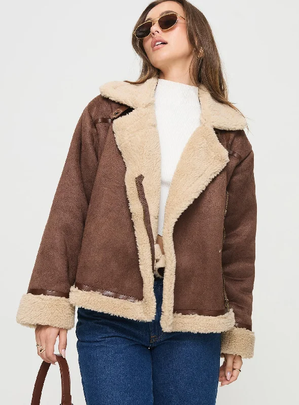 Popular Collection Jadala Shearling Jacket Brown