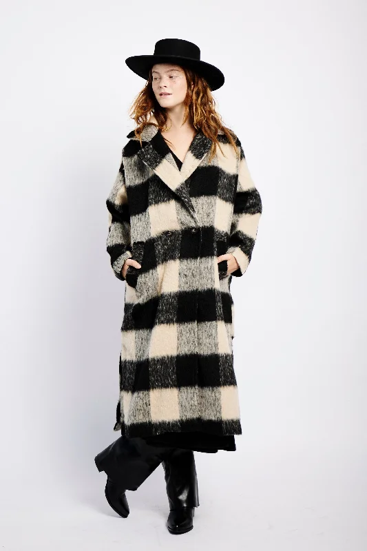 Innovate Your Wardrobe Mohair Melton Coat in Natural Check