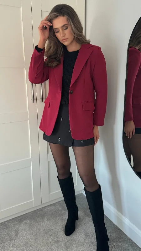 Fashion-Forward Outfits Toni Burgundy Oversized Blazer