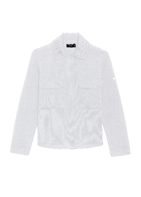 Style Streetwear CROZON - Workwear-style Ponte Knit Jacket for Women| 100% Wool (WHITE)