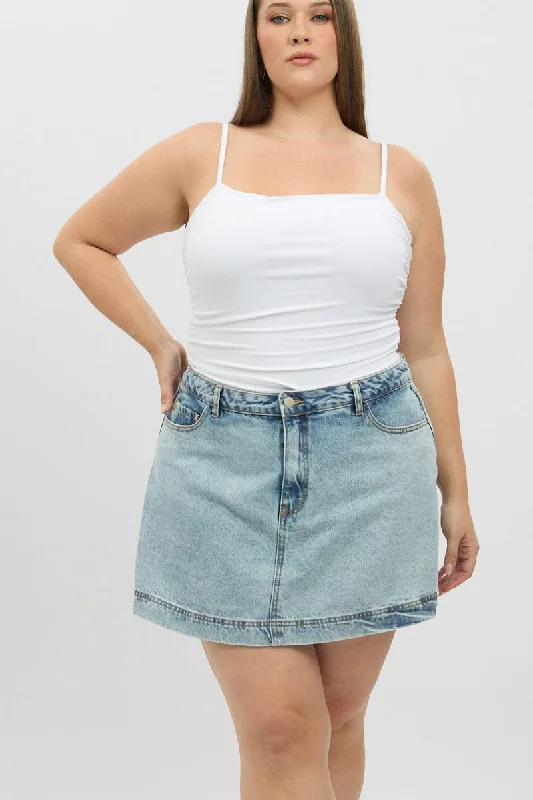 Elegant Ensemble Denim Denim Skort Skirt High Rise