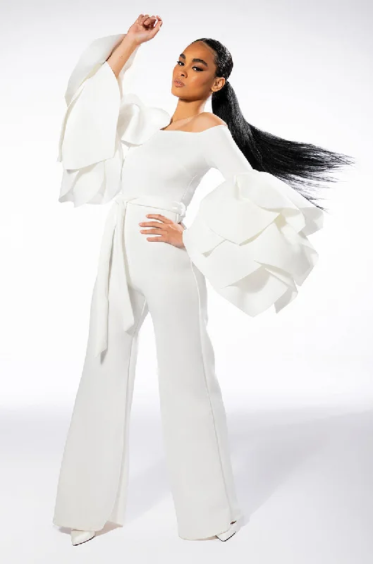 Limited Stock, Big Discounts I UNDERSTOOD THE ASSIGNMENT RUFFLE SLEEVE JUMPSUIT