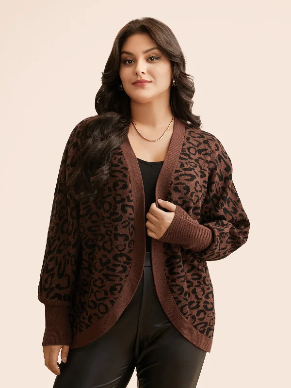 Mother'S Day Special Supersoft Essentials Leopard Print Dolman Sleeve Cardigan