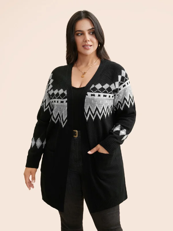 Wardrobe Upgrade Bandana Geometric Raglan Sleeve Cardigan