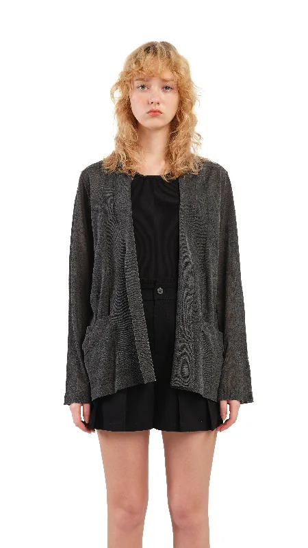 Elegant Ensemble Sheer Knit Blazer