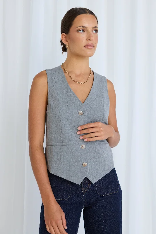 Flash Sale Virtue Grey Pinstripe Vest