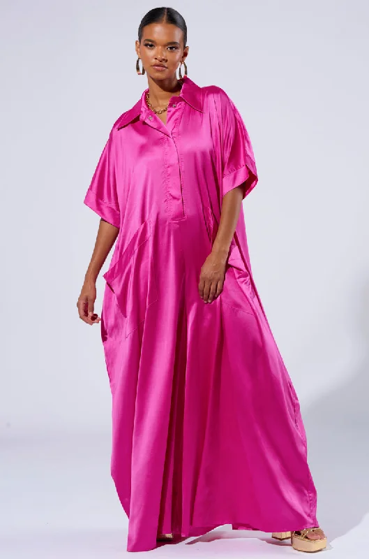 Seasonal Trend SHES RICH OVERSIZED SATIN JUMPSUIT IN PINK