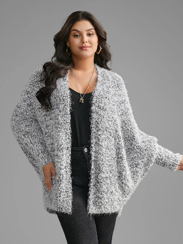 Minimalist Elegant Heather Arc Hem Dolman Sleeve Cardigan