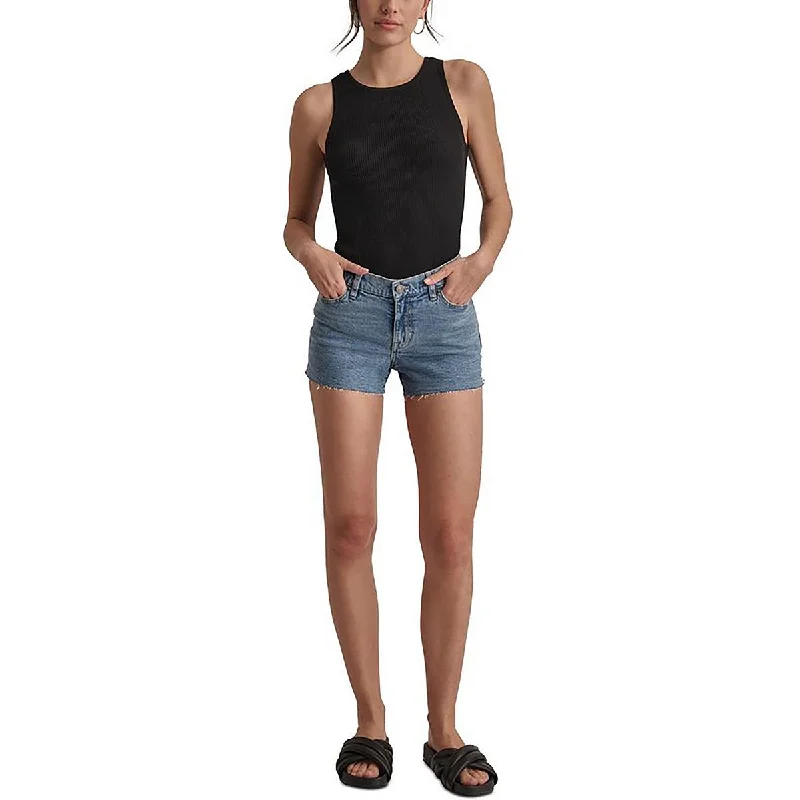 Style Without Limits Womens Mid Rise Split Sids Denim Shorts