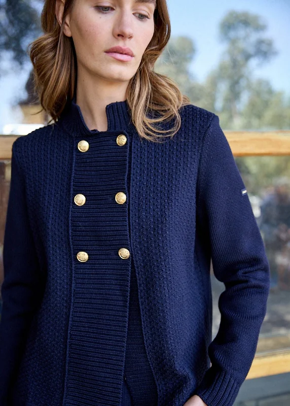 Crazy Discounts, Hurry Up MERIBEL - Knit Jacket with Gold Buttons (NAVY)