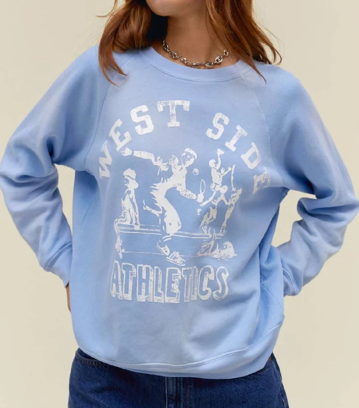 Trendy Street Style Attire West Side Vintage Sweatshirt In Blue