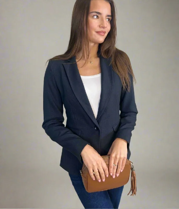 Fashion Forward Navy Blue Single Breasted Blazer