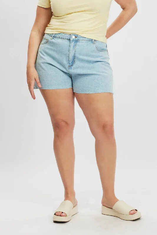 Everyday Glamour Denim Relaxed Shorts High Rise