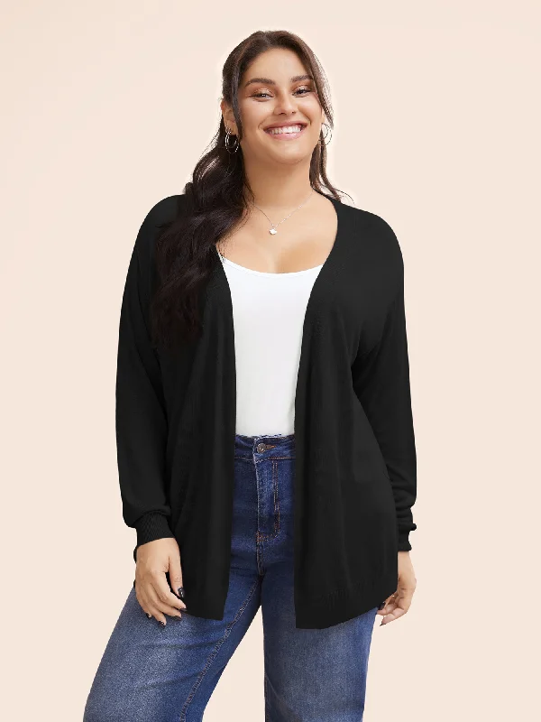 Wardrobe Update Supersoft Essentials Solid Open Front Loose Cardigan