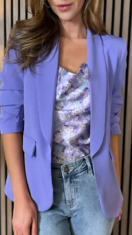 Discover Promotions McKinley Lilac Ruched Sleeve Blazer