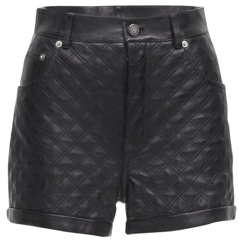 Spring Fling Sale Saint Laurent lambskin leather quilted high waisted shorts