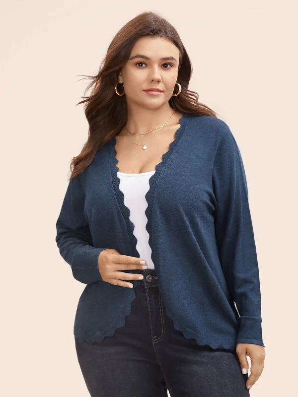 Romantic Date - Night Ensemble Supersoft Essentials Solid Scalloped Trim Cardigan