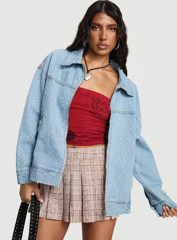 You'Ll Love Us Because Goldsmith Denim Bomber Jacket Light Wash