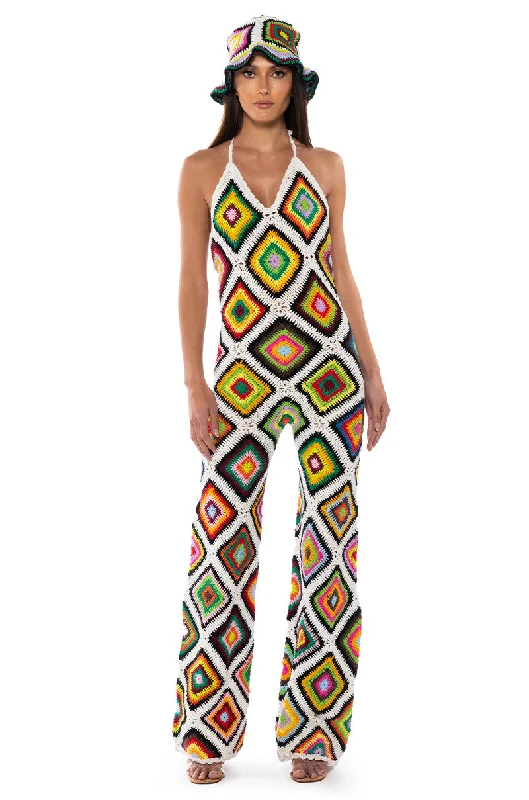 Big Discounts THE WAY YOU GROOVE CROCHET HALTER JUMPSUIT