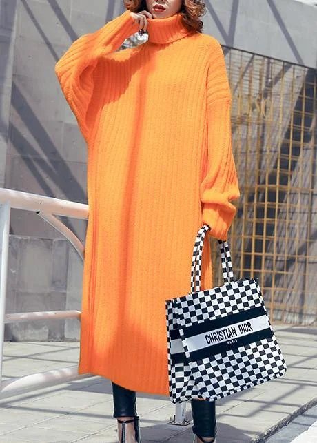 Chic Style Chunky orange Sweater weather Beautiful high neck Tejidos fall knitwear