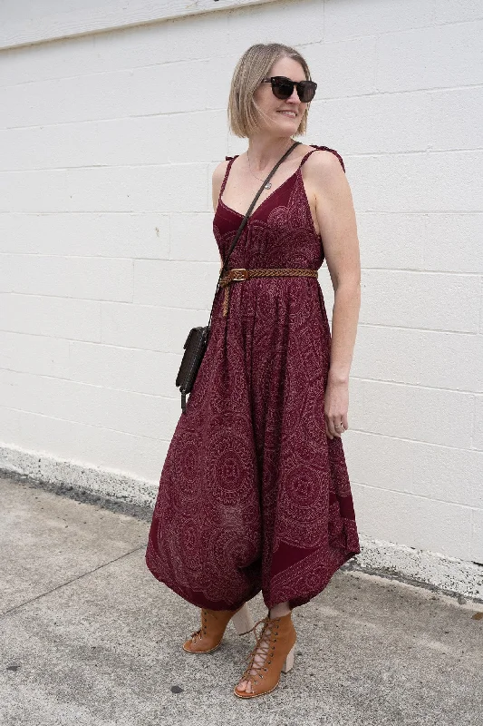 Fashion-Forward Outfits Wine Mandala Resort Jumpsuit