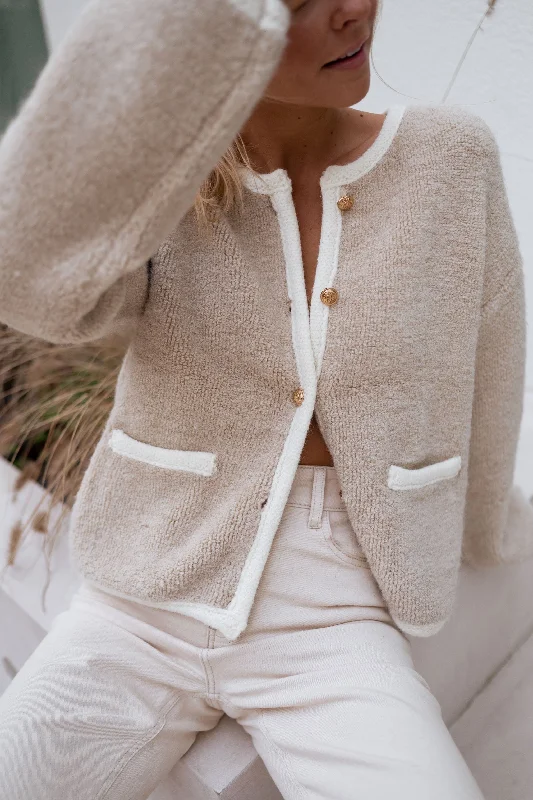 Chic Allure Beige Saja Cardigan