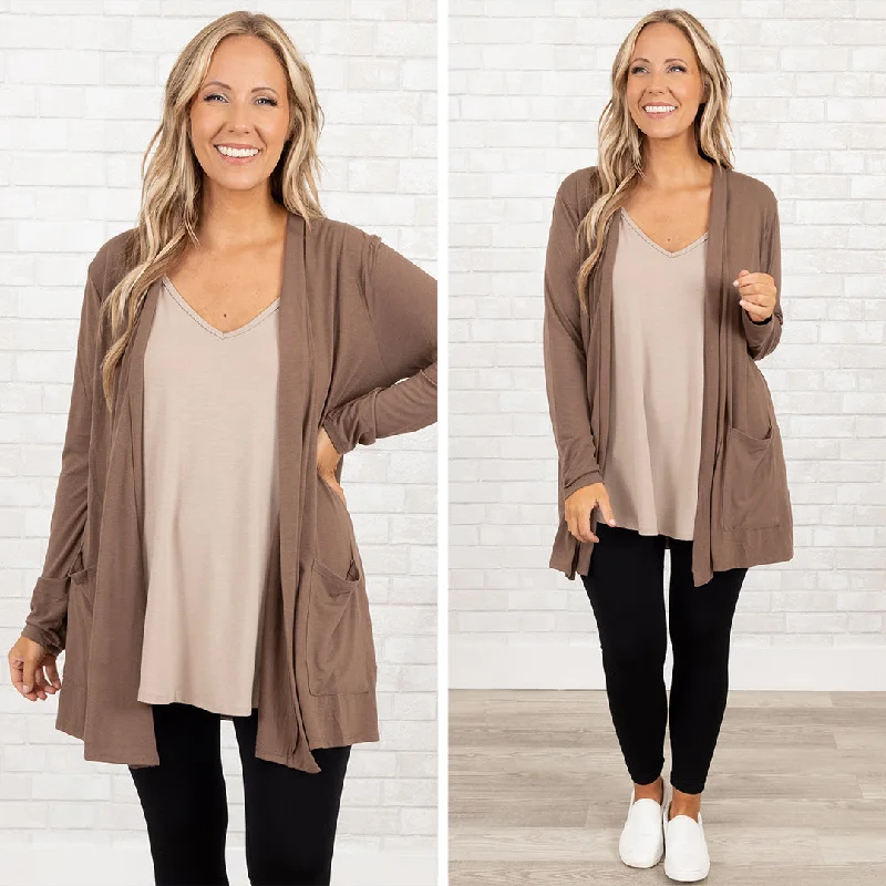 Stylish Savings Kindness and Compassion Cardigan, Mocha