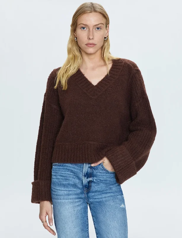 Romantic Detailing Joy Sweater, Dark Roast