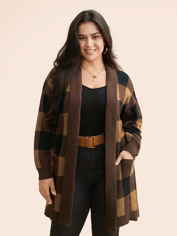 Evening Elegance Supersoft Essentials Plaid Kimono Collar Cardigan