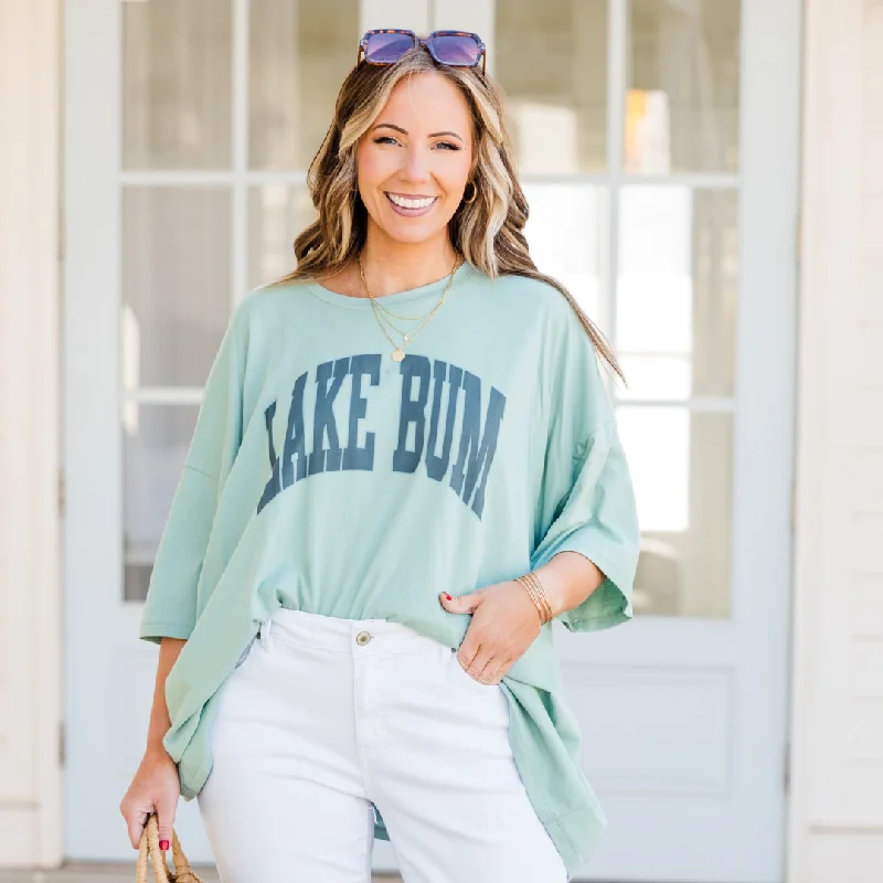 Mega Sales Lake Bum Boyfriend Tee, Dusty Green