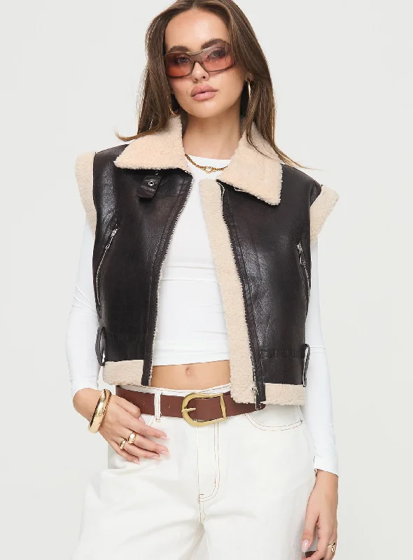 Hot Deals Riga Shearling Vest Chocolate