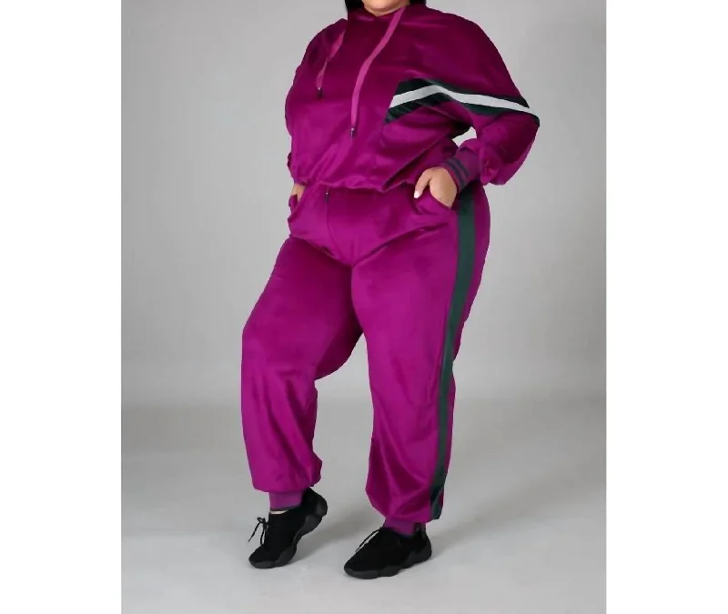 Exclusive Deals Online 2 Piece Velour Set In Magenta