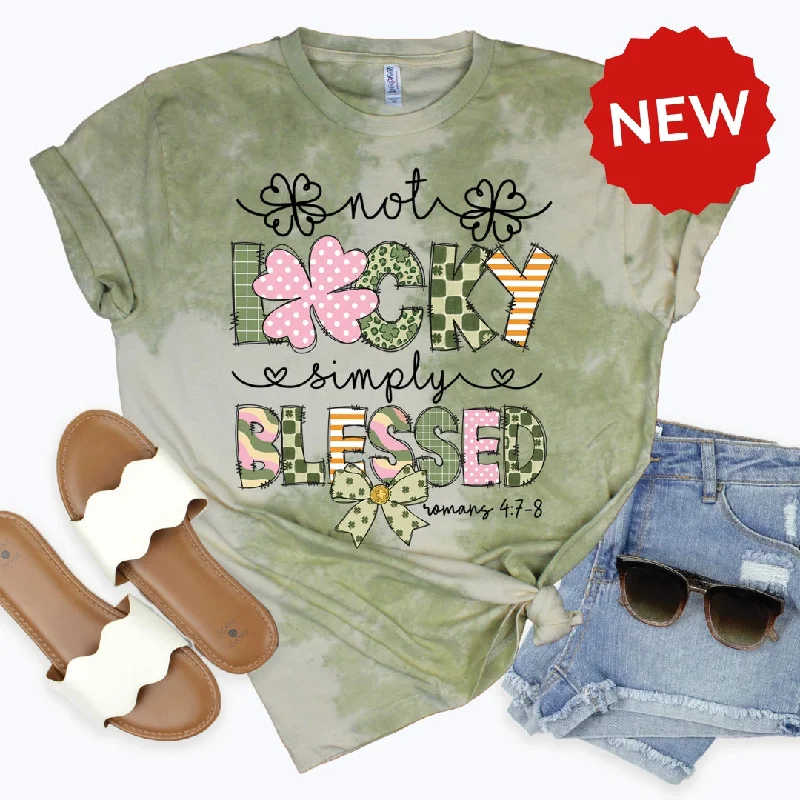 Feminine Soft - Hued Look Not Lucky Simply Blessed Tee