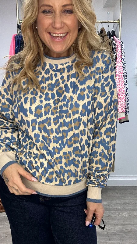 Soft blue large print leopard