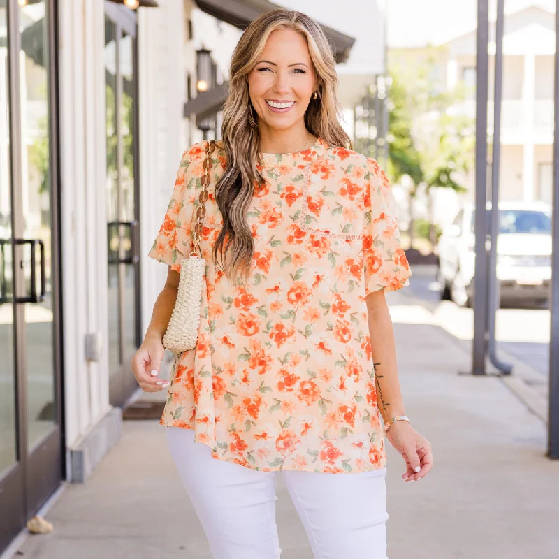 Trendy Threads Peach Sunsets Top, Orange