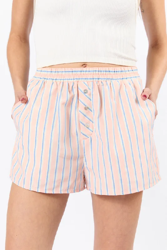 From Casual To Classy Sunday Morning Coral Multi Striped Boxer Shorts