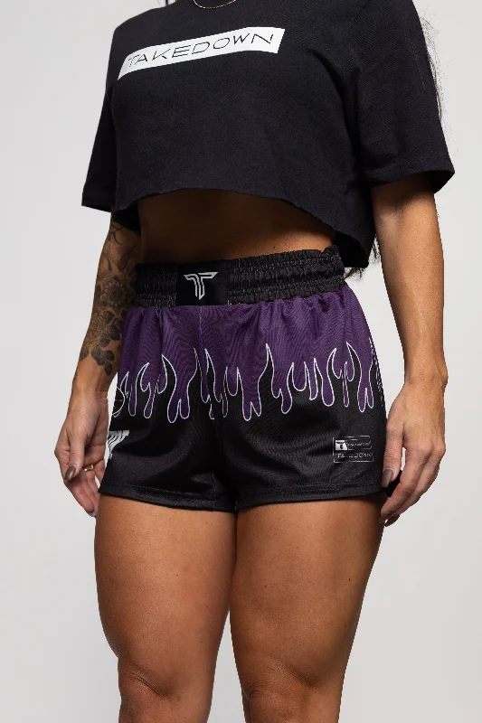 Day-To-Night Styles Fire FC Women's Fight Shorts (3" Inseam) - Berry