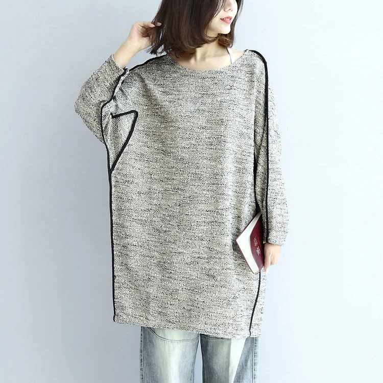 New Season Fashion Preview Sale fall fashion 2024 casual knit cotton dresses light gray long sleeve sweater dress